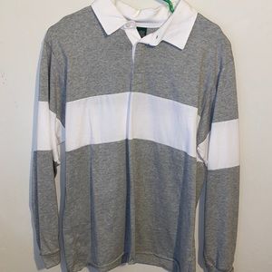 Grey & white, XS, wild fable, men’s collared long sleeve. Fits like unisex M.